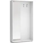 PLAN Šatní stěna BORDER se zrcadlem, 2 háčky, bílá