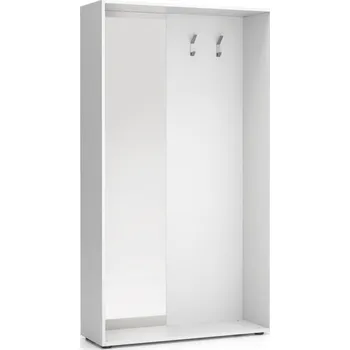 Věšák PLAN Šatní stěna BORDER se zrcadlem, 2 háčky, bílá