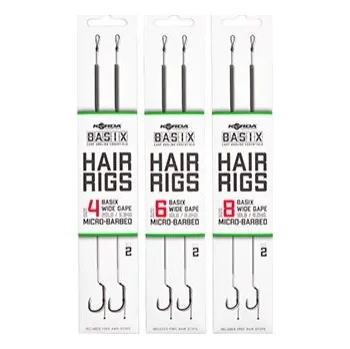 Rybářský háček Korda návazec Basix Hair Rigs Wide Gape Velikost: Vel.8-18lb/8.2kg