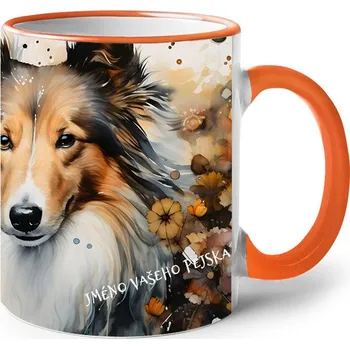 Keramický hrnek Sheltie, Barva Oranžová, Velikost 330 ml, Canvas Keramický hrnek s barevným uchem 2617