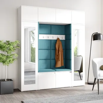 Předsíňová stěna Předsíňová stěna Emi 32 - bílá Barva čalounění: Modrá - Trinity 13