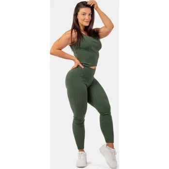 Dámské legíny Nebbia Žebrované Legíny z organické bavlny 405 zelená M