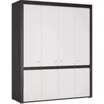 SICERAR skříň 4D, norská borovice černá/bílý lesk +možnost VÝNOSU + vyzvednutí ZDARMA