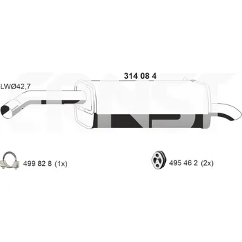 Tlumič výfuku Zadní tlumič výfuku ERNST 314084