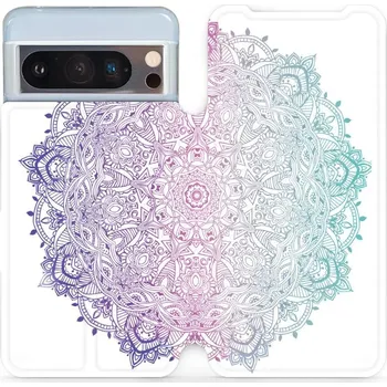 Pouzdro na mobilní telefon Flipové pouzdro Mobiwear - Google Pixel 8 Pro - M008S Mandala (Knížkové flip pouzdro, obal, kryt na mobil Google Pixel 8 Pro - M008S Mandala, materiál Umělá kůže + TPU - ochrana 360°, stojánek, silikonová vanička, magnetické zavírání)