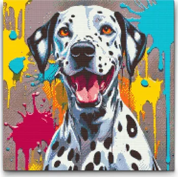 Diamantové malování Diamantové malování - Barevný dalmatin Velikost: 50x50cm, Rámování: Pouze srolované plátno, Diamanty: Čtvercové