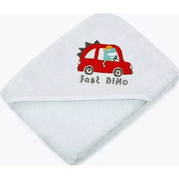 Dětská osuška LILI s kapucí – auto – sv. modrá – 100x100