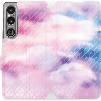 Pouzdro na mobilní telefon Flipové pouzdro Mobiwear - Sony Xperia 1 VI - MR02S Vodovkové obrazce (Knížkové flip pouzdro, obal, kryt na mobil Sony Xperia 1 VI - MR02S Vodovkové obrazce, materiál Umělá kůže + TPU - ochrana 360°, stojánek, silikonová vanička, magnetické zavírání)