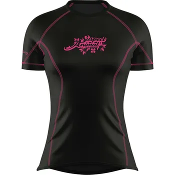 Dámské termoprádlo Dámské funkční triko krátký rukáv FUCHSIA černá Bamboo Ultra