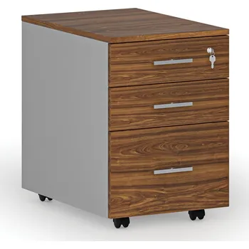 B2B Partner Kancelářský mobilní kontejner na závěsné složky PRIMO GRAY, 3 zásuvky, šedá/ořech