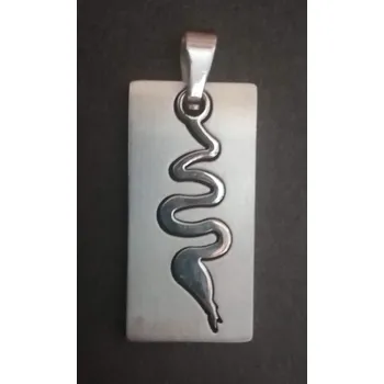 Přívěsek Destička s hadem - ocelový přívěsek