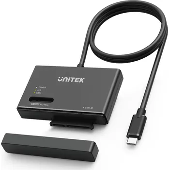 Kabel do PC Unitek USB-C adaptér pro 2,5" a 3,5" SSD/HDD disky - SATA a M.2 NVMe + napájení
