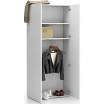 PLAN Kancelářská šatní skříň SEGMENT, 2 police, šatní tyč, 840 x 370 x 1880 mm, bílá