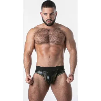 Pánské erotické prádlo Jocksy Locker Gear LK0126 Punch Hole Jock Brief khaki XL, pánské jocksy s odnímatelným váčkem