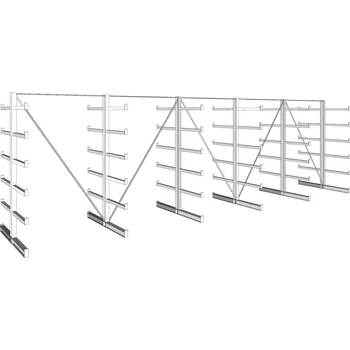 Dílenský regál META Konzolový regál, oboustranný, 200 kg, 2000 x 6750 x 1150 mm