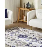 Koberec béžový modrý vlněný 200 x 200 cm tlustý hustý vlas orientální vzor Beliani