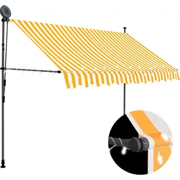 Markýza vidaXL Marketos Ručně zatahovací markýza s LED světlem 300 cm bílooranžová