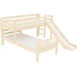 Domestav - DOMINO Zvýšené jednolůžko Elko posuvné dělené čelo pravé zábrana A buk cink, olejovaný