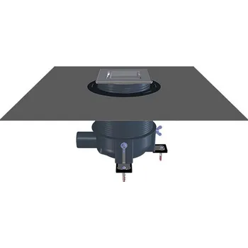 Sifon HL sprchová vpust, boční odpad DN50, z.u. Primus (suchý sifon), výškově upravitelná, iz. soupravou na stěrkové iz., 145x145 mm/138x138 mm, mřížka Individuell, nerez (HL540I)