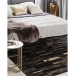 Koberec hnědý kožený 200 x 200 cm čtvercový pravá hovězí kůže krátký vlas pruhovaný ručně vyrobený Beliani