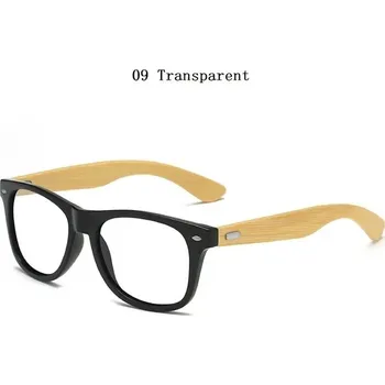 Bambusové sluneční brýle UV400 vintage - 09 Průhledné