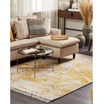 Viskózový koberec žlutý béžový 140 x 200 cm orientální starožitný obývák ložnice Beliani