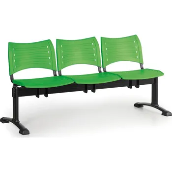 Corping Plastová lavice do čekáren VISIO, 3-sedák, zelená, černé nohy