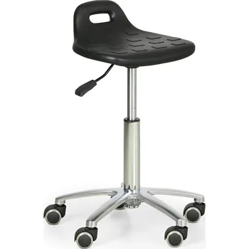 Nábytek do ordinace Pojízdná pracovní stolička PUR s úchytem, pro tvrdé podlahy, černá