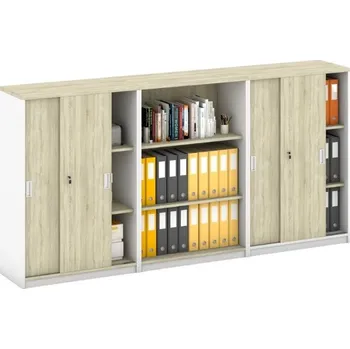 Kancelářská sestava Sestava skříní MIRELLI, Typ IV - bílá/dub sonoma