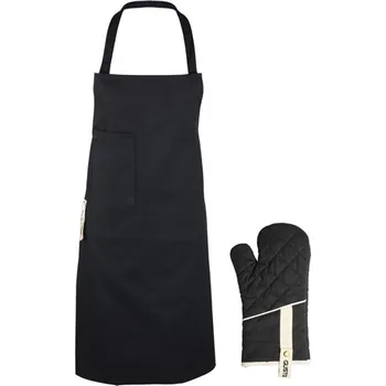 Kuchyňská zástěra GUSTA Set zástěra + chňapka dárkové balení černý
