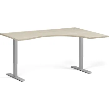 Psací stůl B2B Partner Ergonomický výškově nastavitelný stůl, 160x120 cm, 2 motory, L/P, šedá podnož, dub přírodní