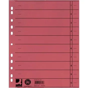 Kancelářské potřeby Barevný rozlišovač Q-Connect A4, 100ks, červený