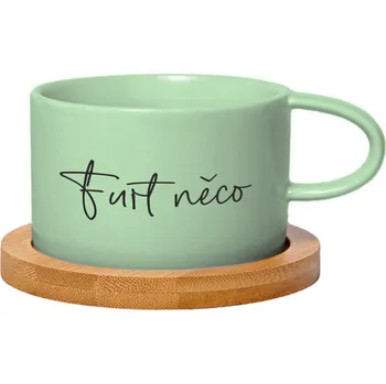 Gravírování Fotohrníček/šálek makronka 200 ml s bambusovým talířem a potiskem