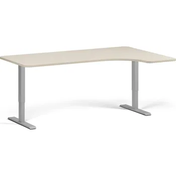 Psací stůl B2B Partner Polohovací stůl se zaoblenými rohy, 180x120 cm, 2 motory, L/P, šedá podnož, bříza