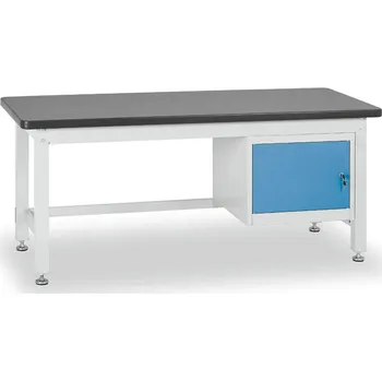 Dílenský stůl Profesionální dílenský stůl BL, 1 skříňka, deska MDF + PVC, 2100x750 mm