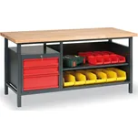 Güde Dílenský pracovní stůl GD, buková spárovka, 3 zásuvky, 1 police, 1700 x 685 x 850 mm, antracit / červená