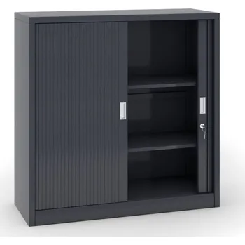 Corping Kovová skříň s roletovými dveřmi, 1200 x 1200 x 450 mm, tmavě šedá