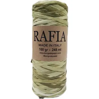 Příze Borgo de Pazzi Rafia 95 Zelený melír (Přírodní viskóza Rafia 95 Zelený melír)