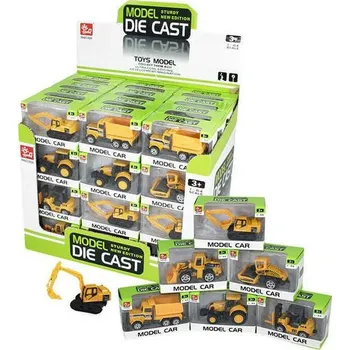 autodráha Autíčko pracovní kovové 8cm stavební stroje model 1:64 v krabičce 5 druhů