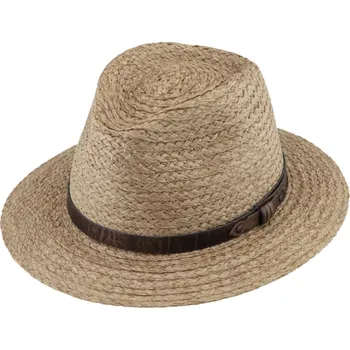 Klobouk Fiebig - Headwear since 1903 Unisex letní klasicky Fedora klobouk - od Fiebig s koženým paskem Velikost: 61 cm (XL)