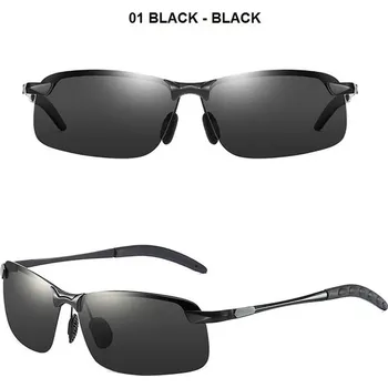 Luxusní polarizované sluneční brýle UV400 s kovovým rámem - 01 Černá - Černá