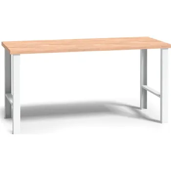 Dílenský stůl Pracovní stůl do dílny WL, buková spárovka, pevné kovové nohy, 2000 mm