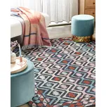 Koberec vícebarevný vlněný 200 x 200 cm s geometrickým orientálním vzorem ručně vyšívaný ložnice obývák Beliani