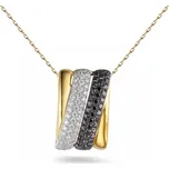 Unikátní přívěsek s čirými a černými brilianty IZBR824PRP + dárkové balení LUXUS zdarma