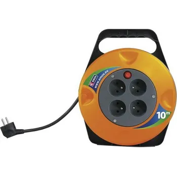 Počítač Prodlužovací kabel na bubnu 4 zásuvky 10M 1,0MM PVC SCHUKO Emos P19510