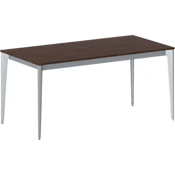 Psací stůl Jednací kancelářský stůl PRIMO ACTION, 160x80 cm, šedostříbrná podnož, ořech