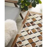 Koberec hnědá hovězí kůže patchwork diamantový vzor 160 x 230 cm, moderní tradiční filcová podšívka Beliani