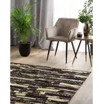 Koberec hnědý kožený 160 x 230 cm pravá hovězí kůže se zlatým potiskem abstraktní obdélníkový ručně vyroběný Beliani