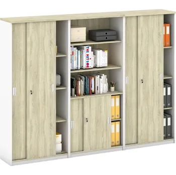 Kancelářská sestava Sestava skříní MIRELLI, Typ IX - bílá/dub sonoma