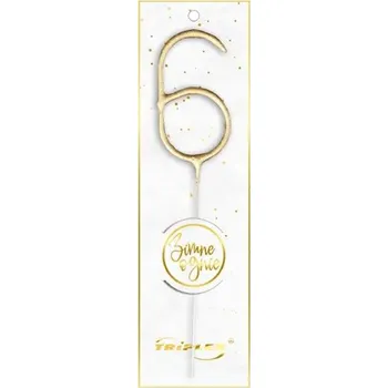 PRSKAVKA ČÍSLO 6, 16,5 CM, ZLATÁ